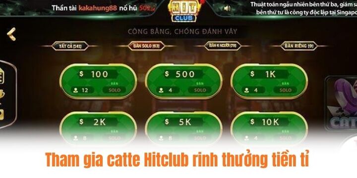 Tham gia catte Hitclub rinh thưởng tiền tỉ cực cuốn